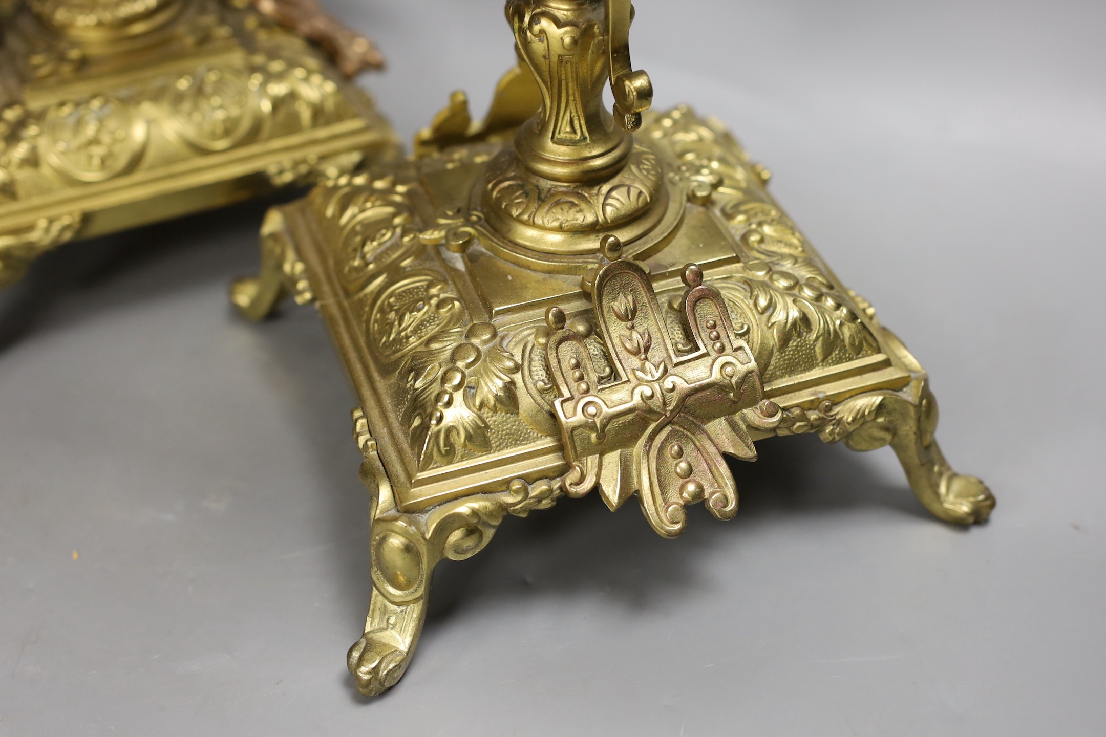 A pair of ormolu five light candelabra,49cms high